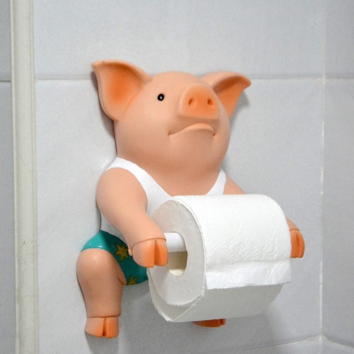 Pig funny toilet paper holder - funny,